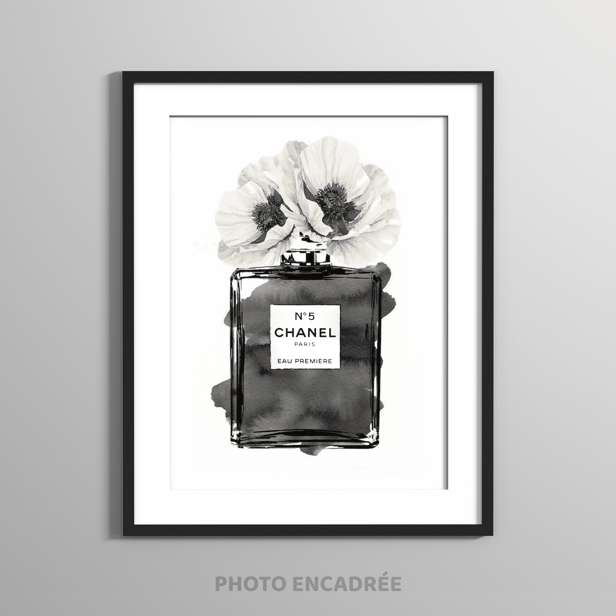 Tableau photo Parfum Chanel N°5 illustration sur fond Blanc