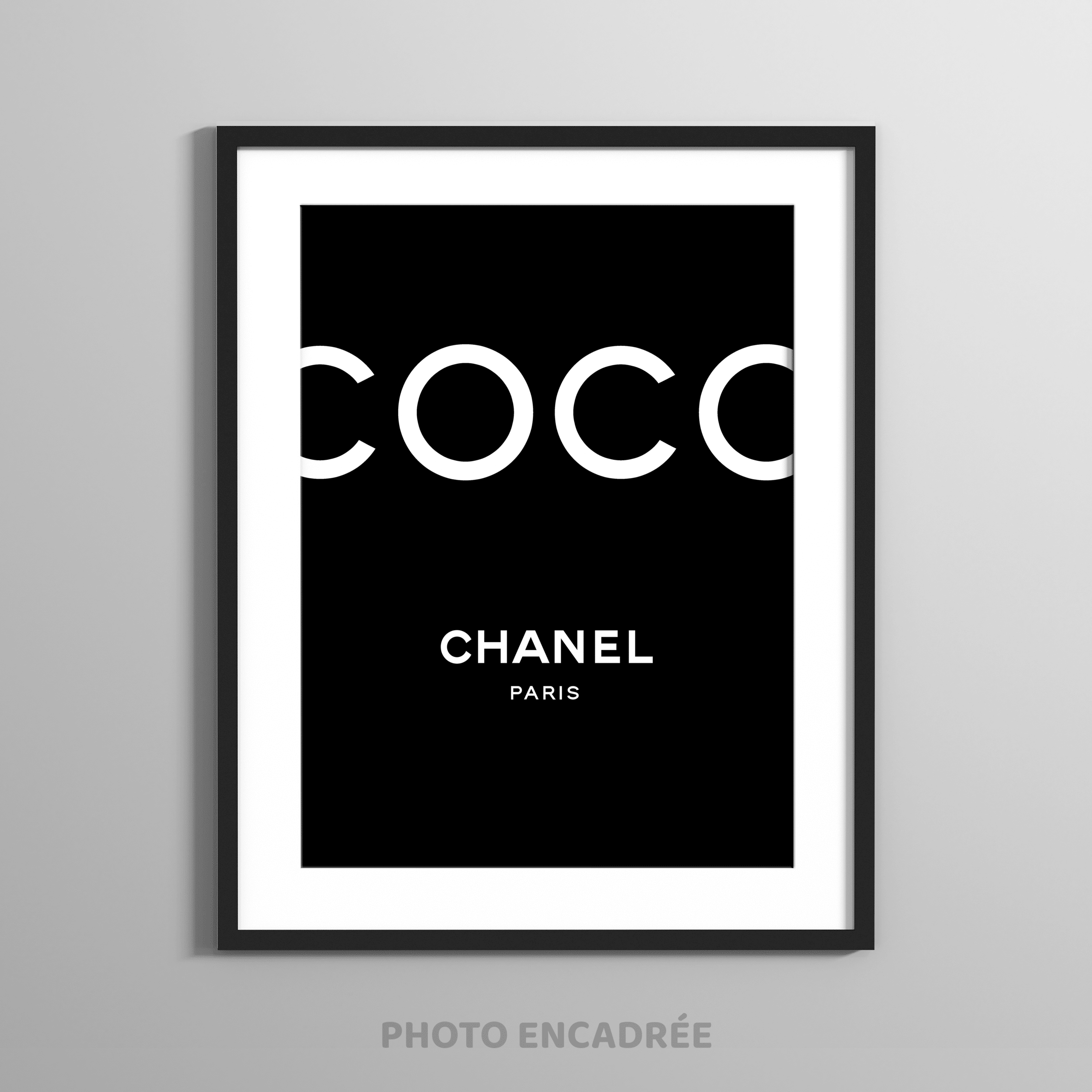 Tableau photo Coco Chanel illustration sur fond noir
